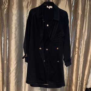Rebecca Minkoff Black Trench Coat with Silver Accents